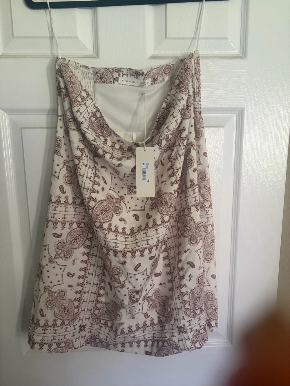 Altar'd State Cream Skirt with Mauve Paisley Print